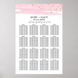 Aquarellfarben Rosa Blush & Gold Hochzeitskarte Poster