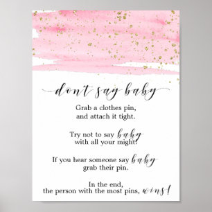 Aquarellfarben Rosa Blush und Gold Sage kein Baby- Poster