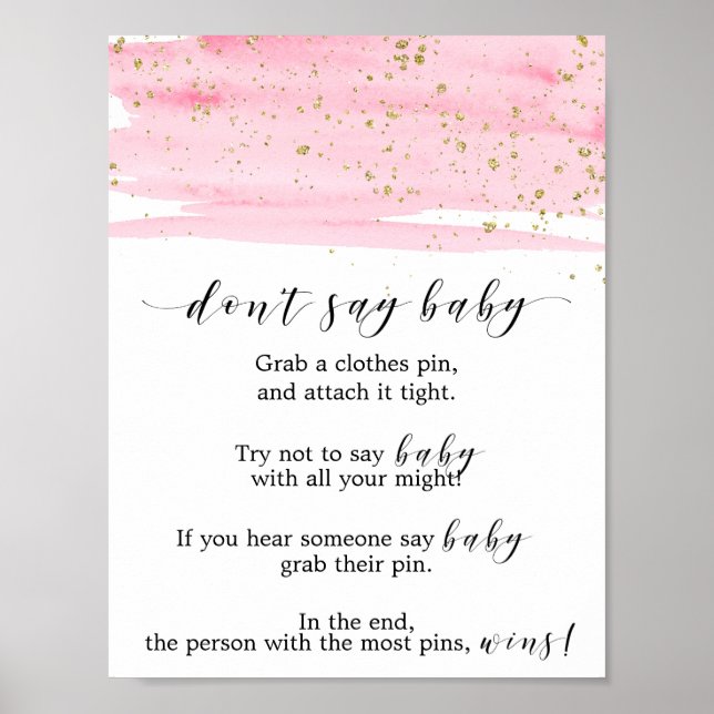 Aquarellfarben Rosa Blush und Gold Sage kein Baby- Poster (Vorne)