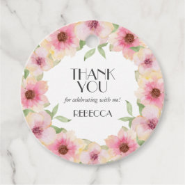 Aquarellfarben Rosa Blüten Danke, dass Sie die Tag Geschenkanhänger