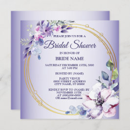 Aquarellfarben Rosa Blütenfarben Goldenes Lila Bra Einladung