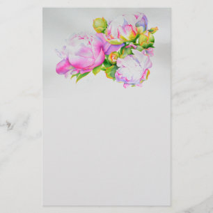 Aquarellfarben Rosa Blütenpinkerbäume Weiße Blüten Briefpapier