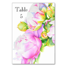 Aquarellfarben Rosa Blütenpinkerbäume Weiße Blüten Tischnummer