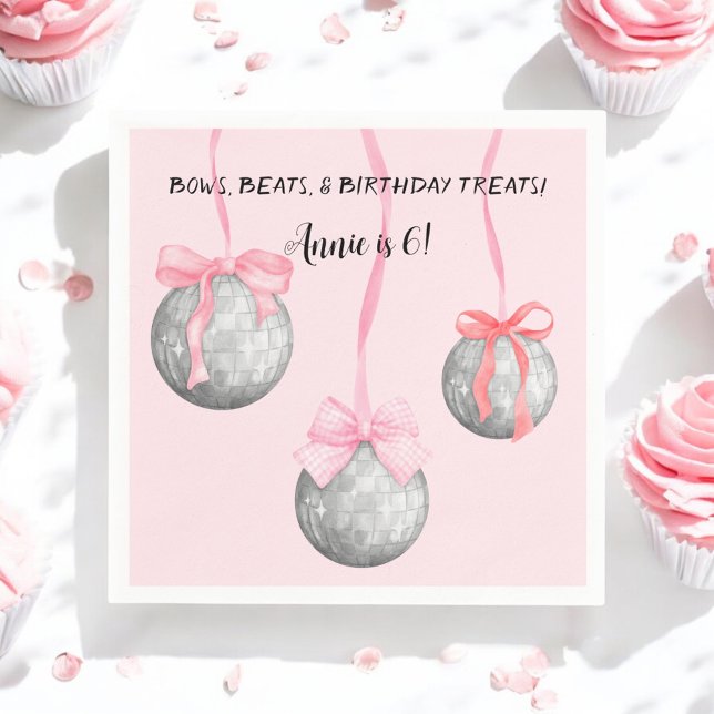 Aquarellfarben Rosa Bow Ribbon Silver Diskothek Ba Serviette (Von Creator hochgeladen)