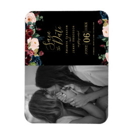 Aquarellfarben Rosa, Burgund und Blaue Navy Blüten Magnet