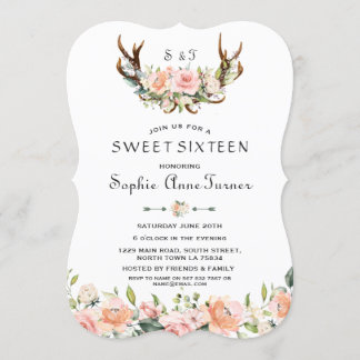 Aquarellfarben Rosa Creme Blütencreme Süß 16 Einladung