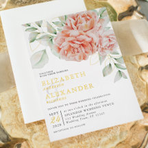 Aquarellfarben Rosa Elegante Hochzeit Gold