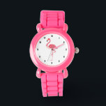 Aquarellfarben Rosa Flamingo Illustration Armbanduhr<br><div class="desc">Einfache niedliche rosa Flamingo Aquarellbilder. Schwarze Zahlen.</div>