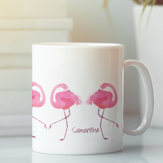 Aquarellfarben Rosa Flamingos-Illustration Kaffeetasse (Von Creator hochgeladen)