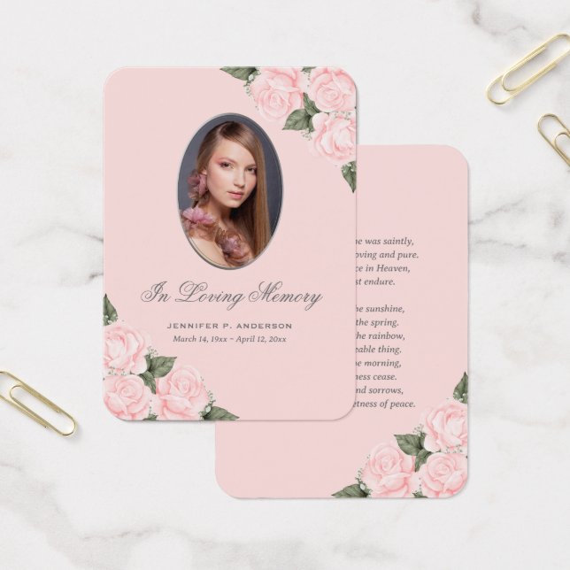 Aquarellfarben Rosa Gedenkkarte Beerdigung (Büro)