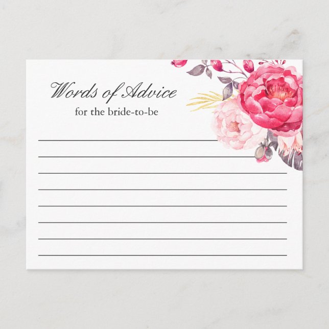 Aquarellfarben Rosa Gold Blütenwörter der Beratung Hinweiskarte (Vorderseite)