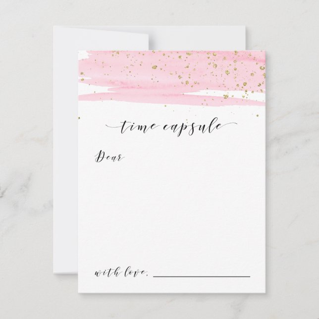 Aquarellfarben Rosa & Gold Sparkle Time Kapselkart (Vorderseite)