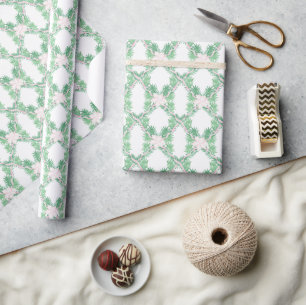 Aquarellfarben Rosa & Grüne Weihnachtsgarage Geschenkpapier