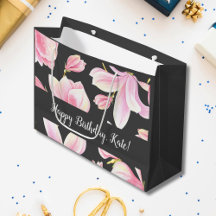 Aquarellfarben Rosa Magnolia Schwarzes Muster