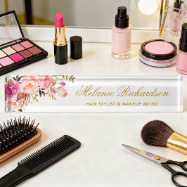 Aquarellfarben Rosa Rosa Blütenblau Namensplakette