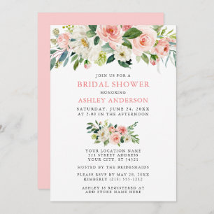 Aquarellfarben Rosa Rosa Rosa Rosa Elegantes Braut Einladung