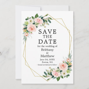 Aquarellfarben Rosa Rosa Rose Gold Georahmen Save The Date