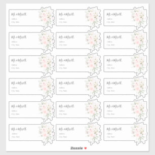 Aquarellfarben Rosa Rosen Gastadressen Labels