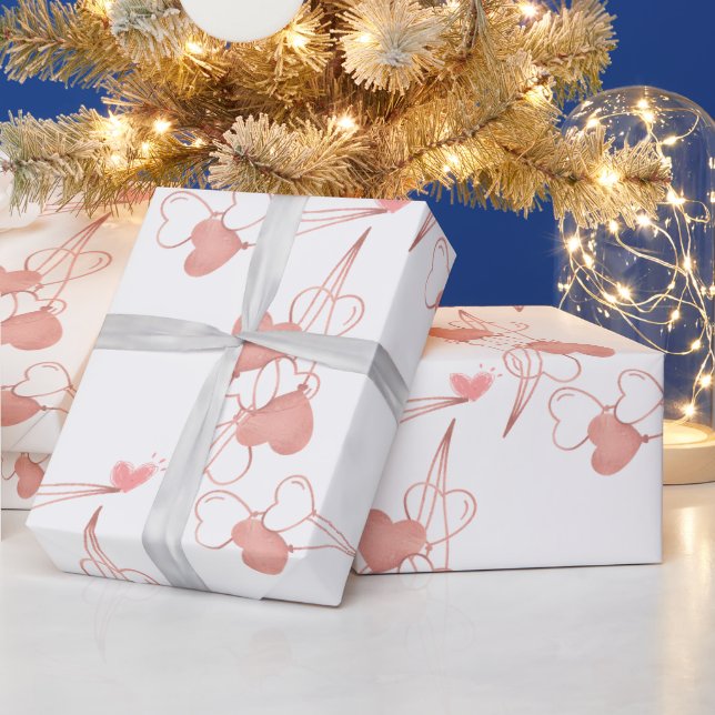 Aquarellfarben Rosa & Rotes Herz Sweet Danke Party Geschenkpapier (Feiertage)