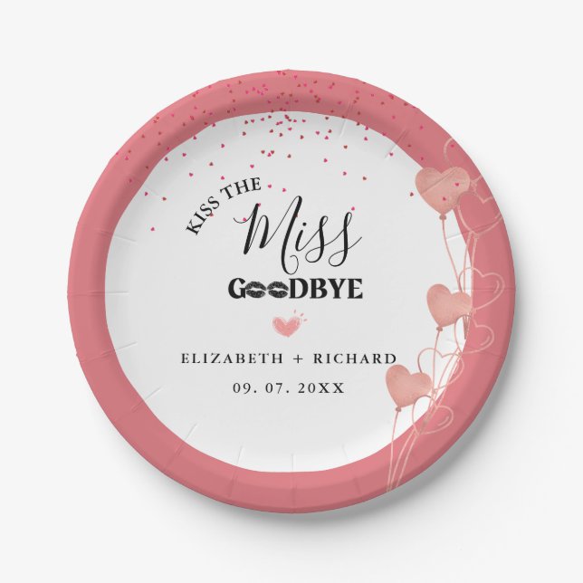 Aquarellfarben Rosa & Rotes Herz Sweet Danke Party Pappteller (Vorderseite)