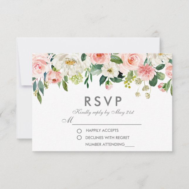 Aquarellfarben Rosa Silberne UAWG Wedding P RSVP Karte (Vorderseite)