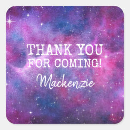 Aquarellfarben, rosa und blau quadratischer aufkleber