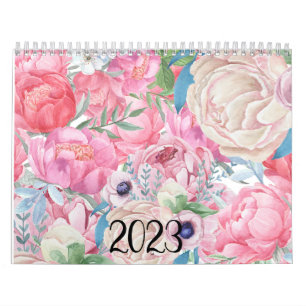 Aquarellfarben Rosa und Blush Peongs Kalender