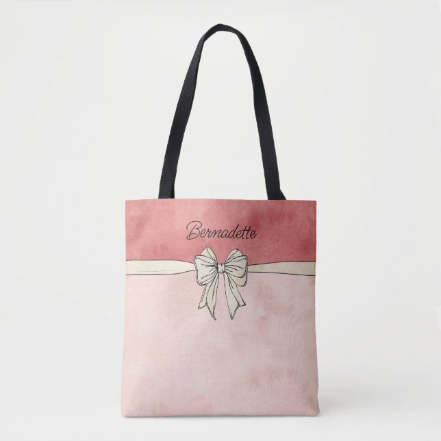 Aquarellfarben Rosa und Creme Bow Bridesmaid (Vorderseite)