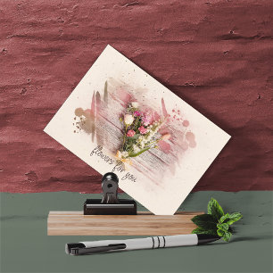 Aquarellfarben Rosa und Gelbe BlumenBouquet Postkarte