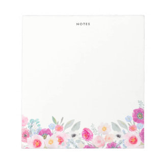 Aquarellfarben Rosa und Lila Anemonen Garland Blüt Notizblock