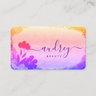 Aquarellfarben, rosa und Lila floral Visitenkarte
