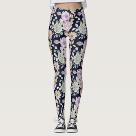 Aquarellfarben Rosa und Minzgrün Rose Floral Boho Leggings