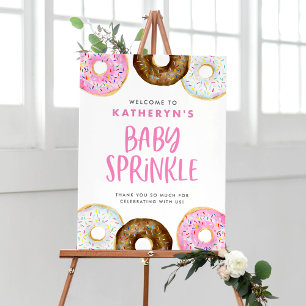 Aquarellfarben Rosa und Schokolade Donuts Baby Spr Poster