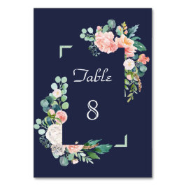Aquarellfarben Rosa Weiße Blume Grüne Rahmen Hochz Tischnummer
