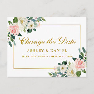 Aquarellfarben Rosa Weiße Blütengolden ändern das  Postkarte