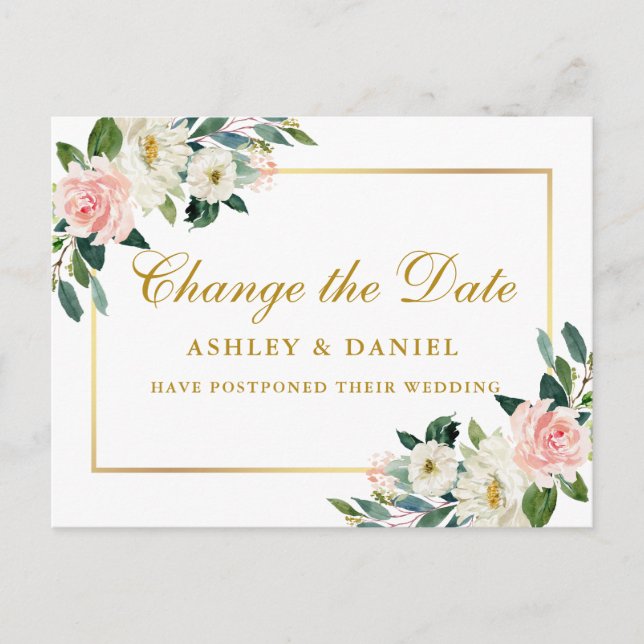 Aquarellfarben Rosa Weiße Blütengolden ändern das  Postkarte (Vorderseite)