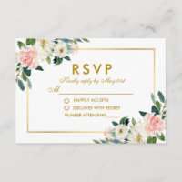 Aquarellfarben Rosa Weißes Gold Hochzeit RSVP Pk