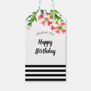 Aquarellfarben Rosa Weißes Petunia Blumengeburt Geschenkanhänger