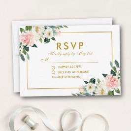 Aquarellfarben Rosa Weißgoldverheiratung RSVP Karte