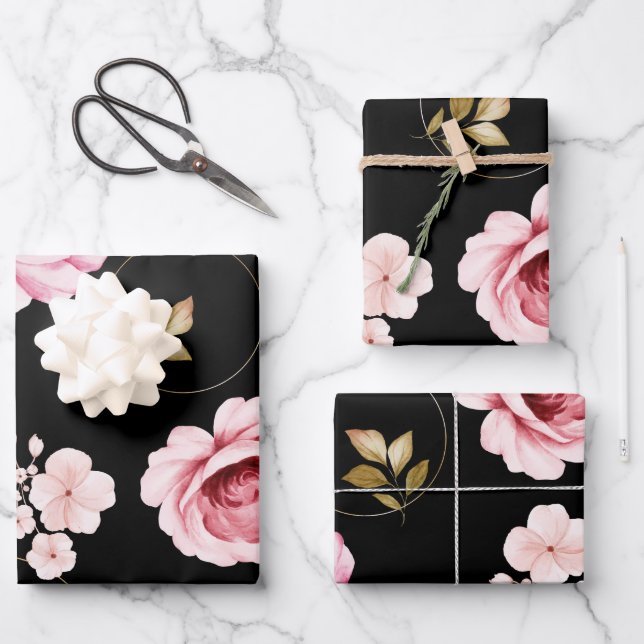 Aquarellfarben-Rose 32 Geschenkpapier Set (Vorderseite)