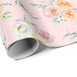 Aquarellfarben-Rose auf rosafarbenem Wrapping Pape Geschenkpapier