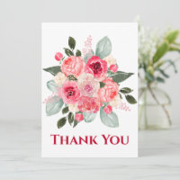 Aquarellfarben Rose Blumenbezug Dankeschön Karte