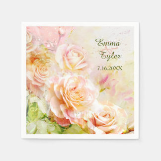 Aquarellfarben Rose Blumenpapier Napkins Serviette