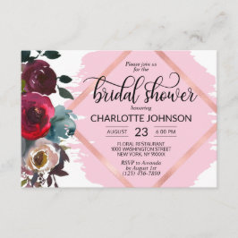 Aquarellfarben Rose Burgund Gold Brautparty Einladung