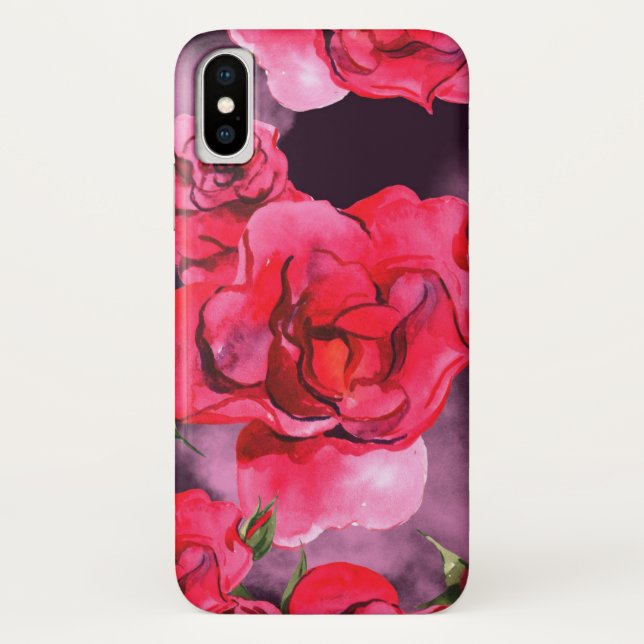 Aquarellfarben-Rose Case-Mate iPhone Hülle (Rückseite)