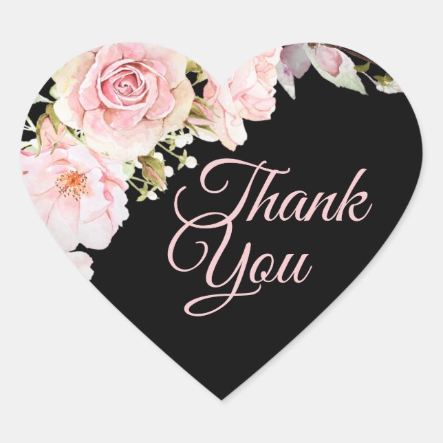 Aquarellfarben Rose Danke Stickers (Vorderseite)