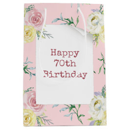 Aquarellfarben-Rose für die 70. Geburtstags-Gesche Mittlere Geschenktüte