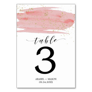 Aquarellfarben Rose & Gold Wedding Tischnummer