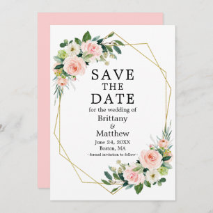 Aquarellfarben Rose Goldrahmen Rosa Rosa Save The Date
