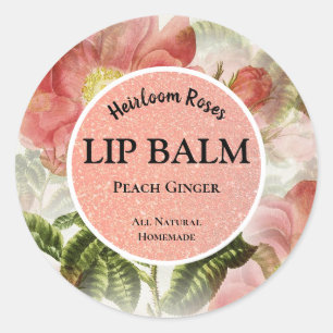 Aquarellfarben-Rose Lip Balm Produktkleber Runder Aufkleber